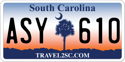 SC license plate ASY610