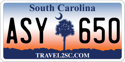 SC license plate ASY650