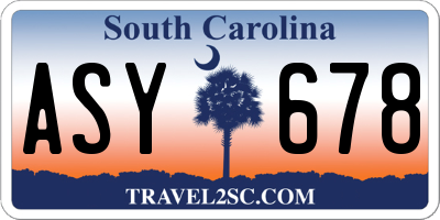 SC license plate ASY678