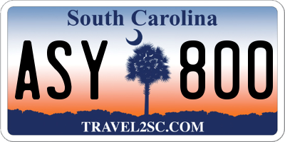SC license plate ASY800
