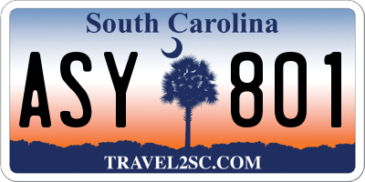 SC license plate ASY801