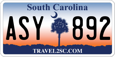 SC license plate ASY892