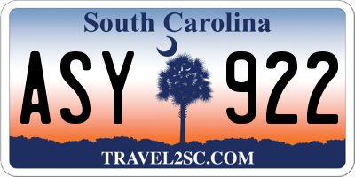 SC license plate ASY922