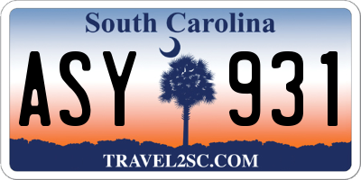 SC license plate ASY931