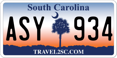SC license plate ASY934