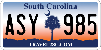 SC license plate ASY985