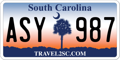 SC license plate ASY987