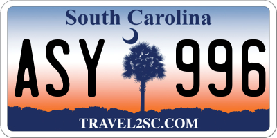 SC license plate ASY996