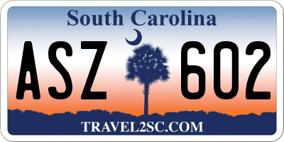 SC license plate ASZ602