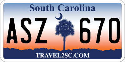 SC license plate ASZ670