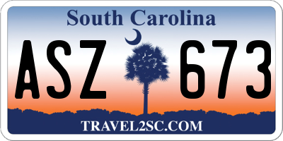 SC license plate ASZ673