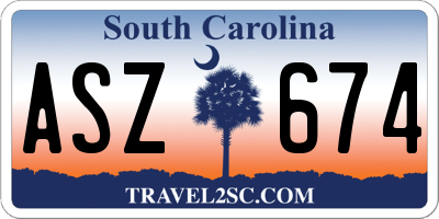 SC license plate ASZ674