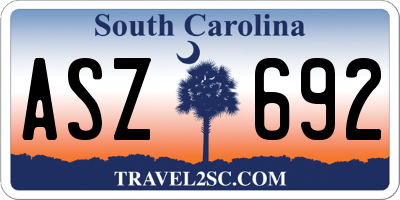 SC license plate ASZ692