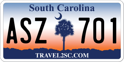 SC license plate ASZ701