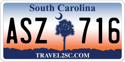 SC license plate ASZ716