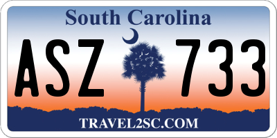 SC license plate ASZ733