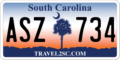 SC license plate ASZ734