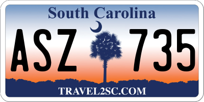 SC license plate ASZ735