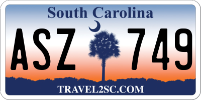 SC license plate ASZ749
