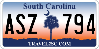 SC license plate ASZ794