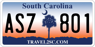 SC license plate ASZ801