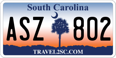 SC license plate ASZ802