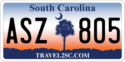 SC license plate ASZ805