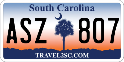 SC license plate ASZ807