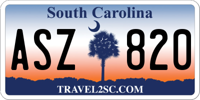 SC license plate ASZ820
