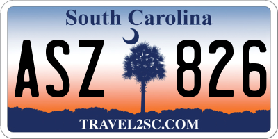SC license plate ASZ826