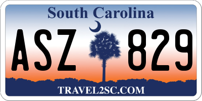 SC license plate ASZ829