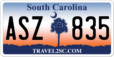 SC license plate ASZ835
