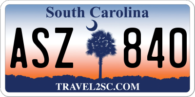 SC license plate ASZ840