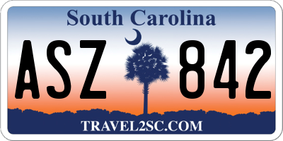 SC license plate ASZ842