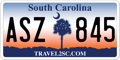 SC license plate ASZ845
