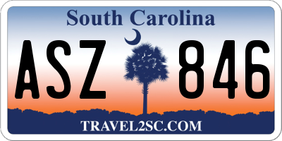 SC license plate ASZ846