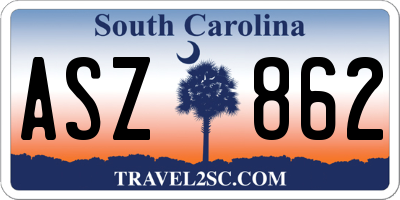 SC license plate ASZ862