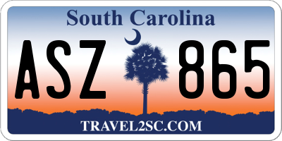 SC license plate ASZ865