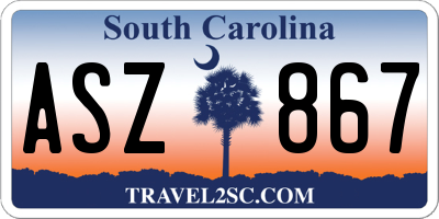 SC license plate ASZ867