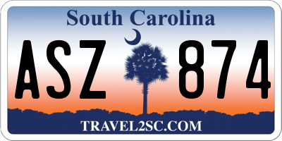 SC license plate ASZ874