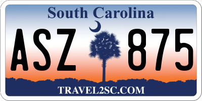 SC license plate ASZ875