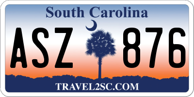 SC license plate ASZ876