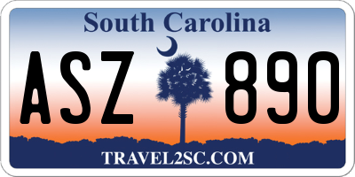 SC license plate ASZ890