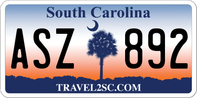 SC license plate ASZ892