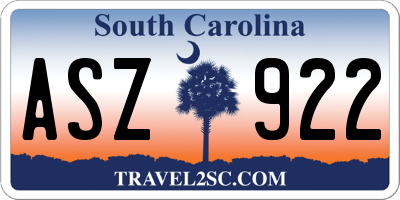 SC license plate ASZ922