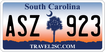 SC license plate ASZ923