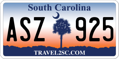 SC license plate ASZ925
