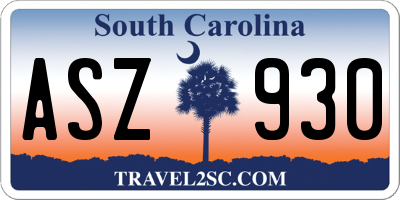 SC license plate ASZ930