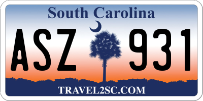 SC license plate ASZ931