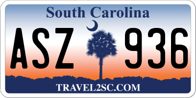 SC license plate ASZ936
